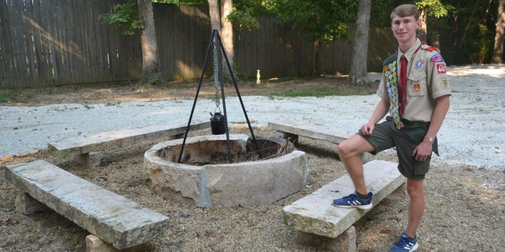 Ryan also completed a fire pit next to the shelter using granite repurposed from Happy's Lake.